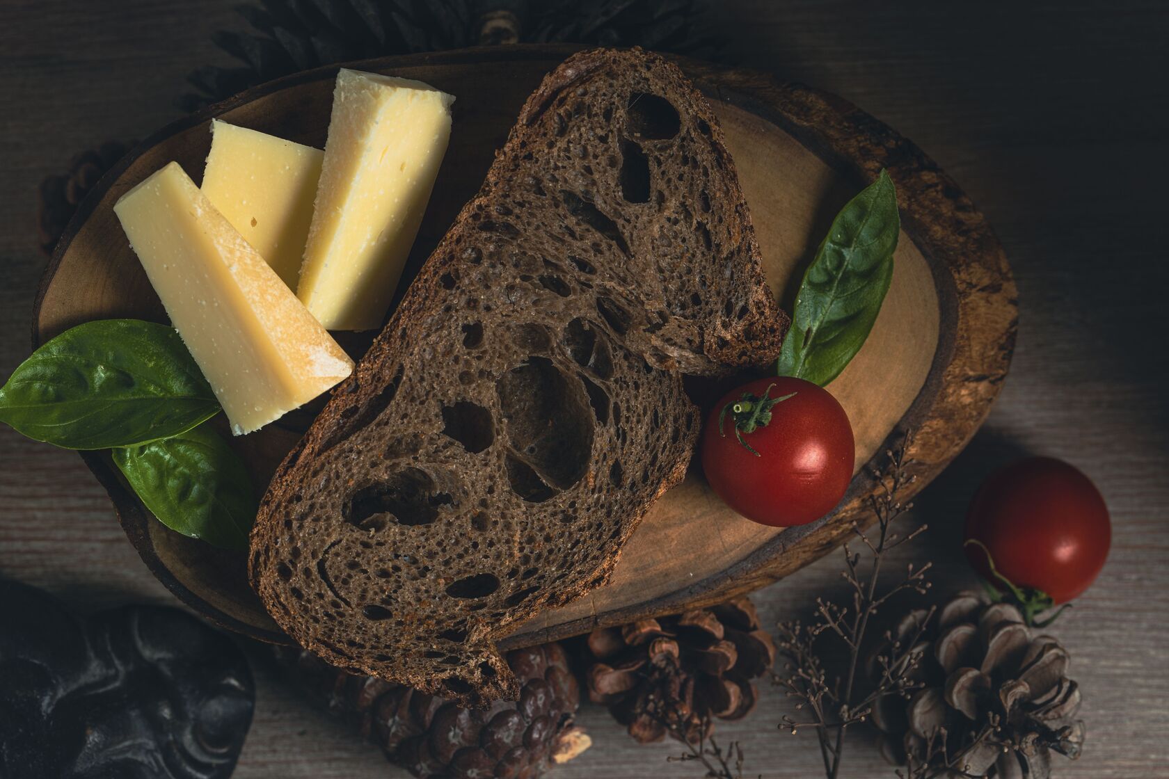 Elegant artisanal cheese and bakery presentation