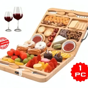 Ensemble de plateau de charcuterie en bambou grand plateau à fromage pliant et couteau cadeau-
